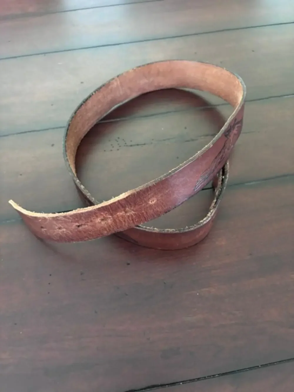 Vintage Brown Leather Belt Size 38 Eagle Handmade Mexico Buckle Strap Repair